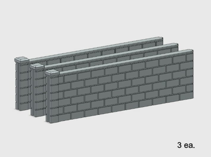 5' Block Wall - 3-Long Jointed Sections 3d printed Part # BWJ-002
