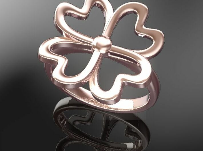 4-Heartleaf-clover-Ring US-SIZE6.5 (JP-SIZE#12) 3d printed