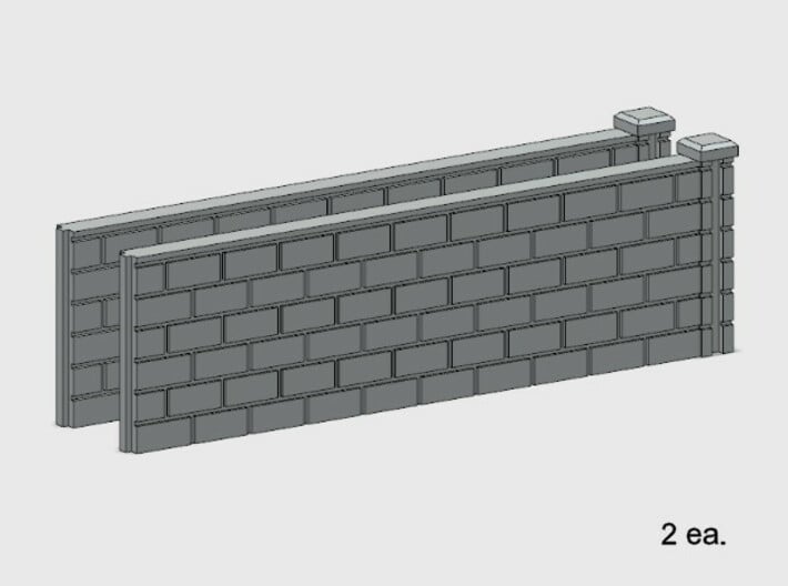 5' Block Wall - 2-Long R/S Jointed Intersections 3d printed Part # BWJ-011