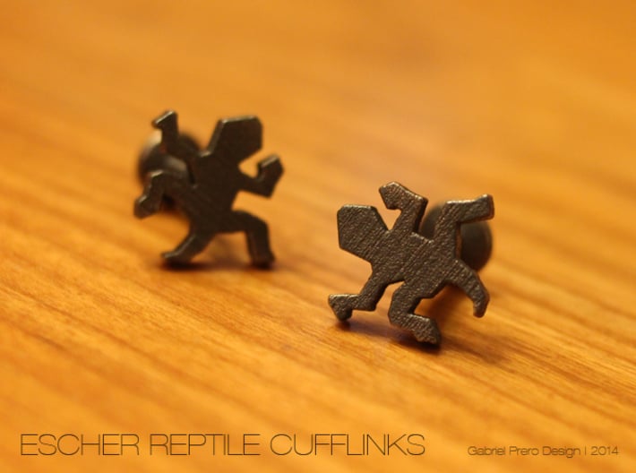 Escher Reptile Cufflinks 3d printed