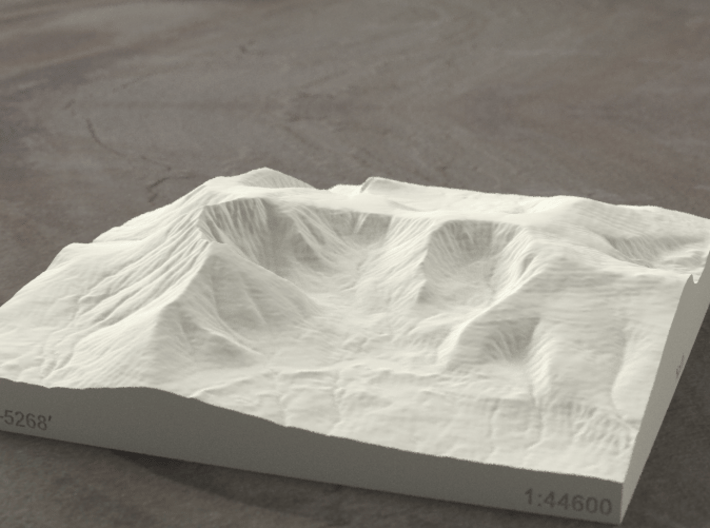 6'' Mt. Katahdin, Maine, USA, Sandstone 3d printed Radiance rendering of Katahdin from the East.