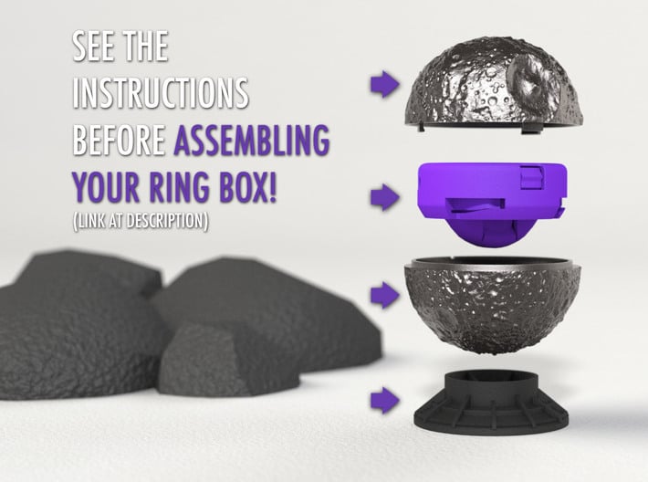 MIMAS Saturn's Moon Ring Box 3d printed Insert Ring Holder and Stand sold separately.