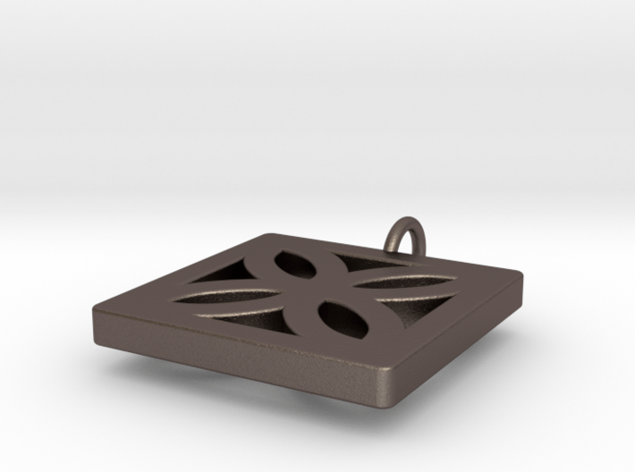 Breeze Block Pendant #4  - Polished Steel 3d printed 