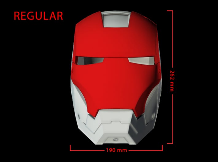 Iron Man Helmet Face Shield (Regular) Part 2 of 3 3d printed CG Render (Front Measurements.  Face shield with full helmet)