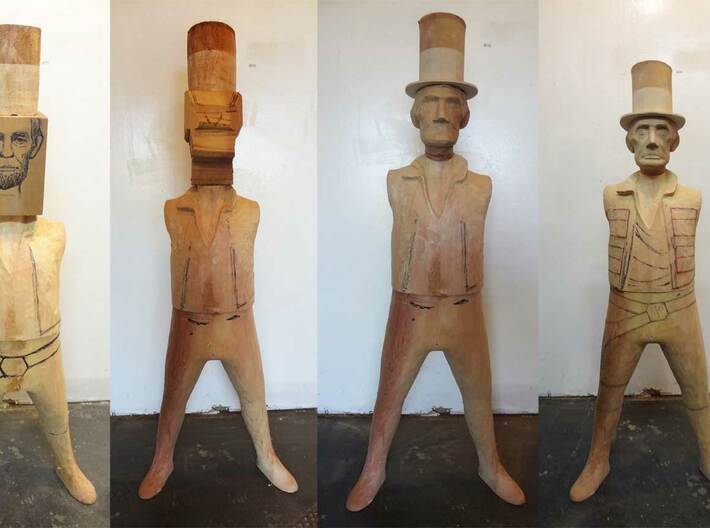 Abe Solo 3d printed Original wood statue in progress.