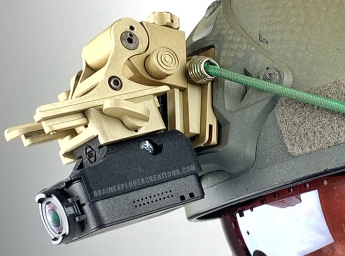 NVG Picatinny Adapter (Wilcox Dovetail / Shoe) 3d printed Shown Black (Camera and Helmet not Included)