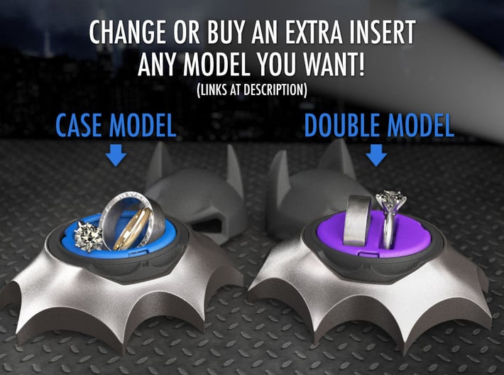 Bat Ring Box - Proposal and Engagement Ring Box 3d printed Insert Ring Holder and Stand sold separately.