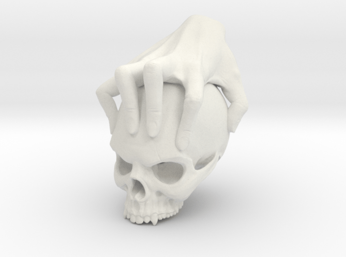 Hand holding a skull 3d printed