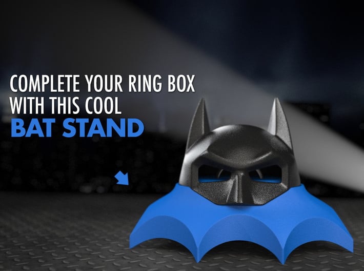 BAT STAND for the Bat Ring Box 3d printed The Ring Box itself and the Insert Ring Holder are sold separately.