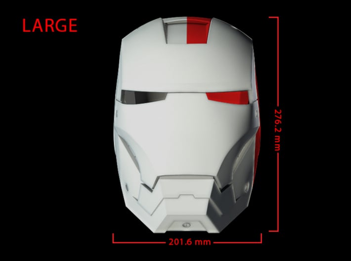 Iron Man Helmet - Head Left Side (Large) 2 of 4 3d printed CG Render (Front measurements, Head Left with Full Helmet)