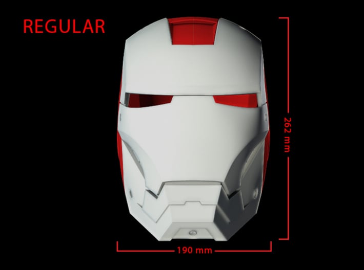 Iron Man Helmet Head (Regular) Part 1 of 3 3d printed CG Render (Front Measurements, Head with Full Helmet)