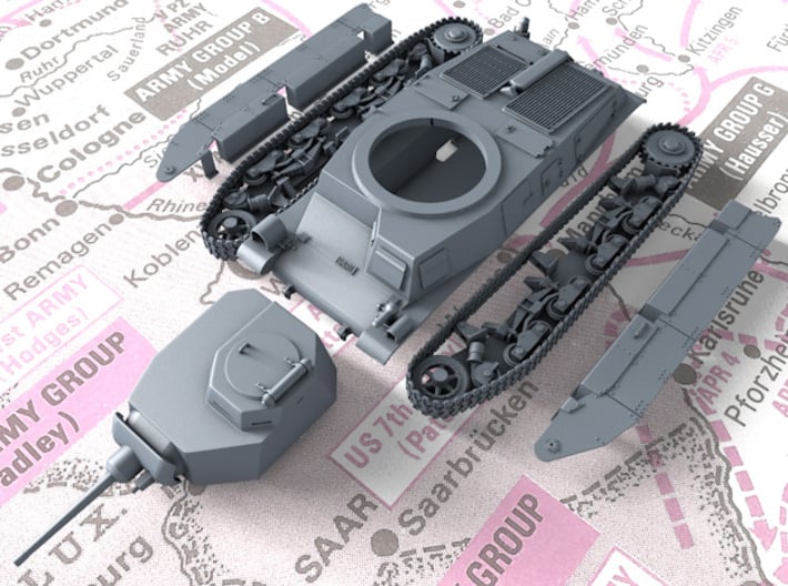 1/120 SARL 42 Tank (FCM 3 Man Turret 47mm SA37 Gun 3d printed 3D render showing product detail