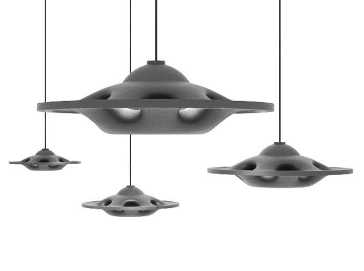 UFO Pendant Light Type A 3d printed Black Natural Versatile Plastic