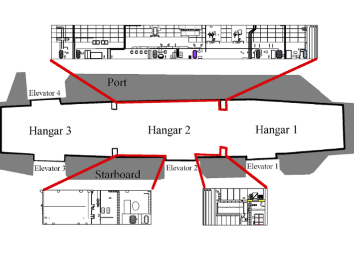 1:350 Scale Nimitz Class Hangar Bay 2 3d printed 