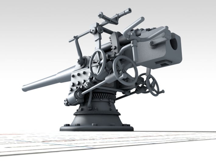 1/100 German 8.8 cm/45 (3.46") SK L/45 Guns x6 3d printed 3D render showing product detail