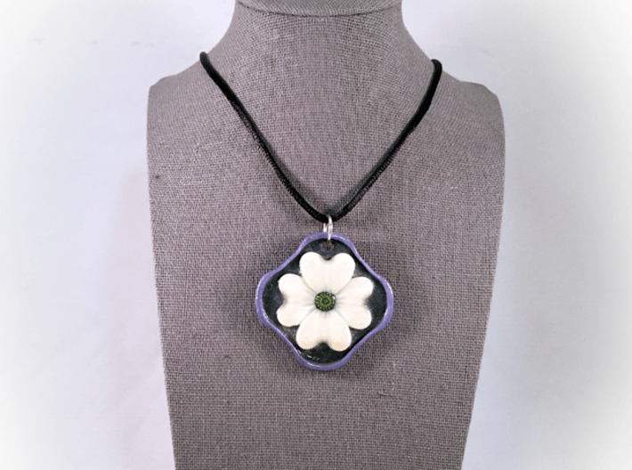 Dogwood Pendant 3d printed Does not include cord or fastenings.