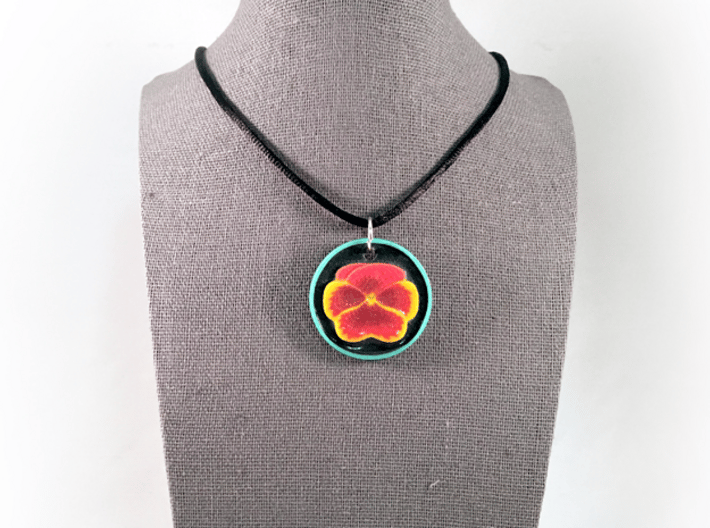 Pansy Pendant 3d printed Does not include cord or fastenings.