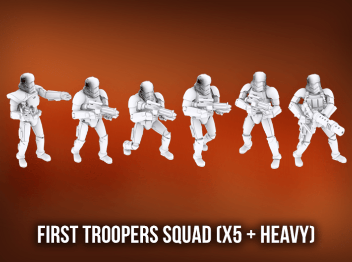 First Troopers Squad A (x4 + Heavy) 3d printed