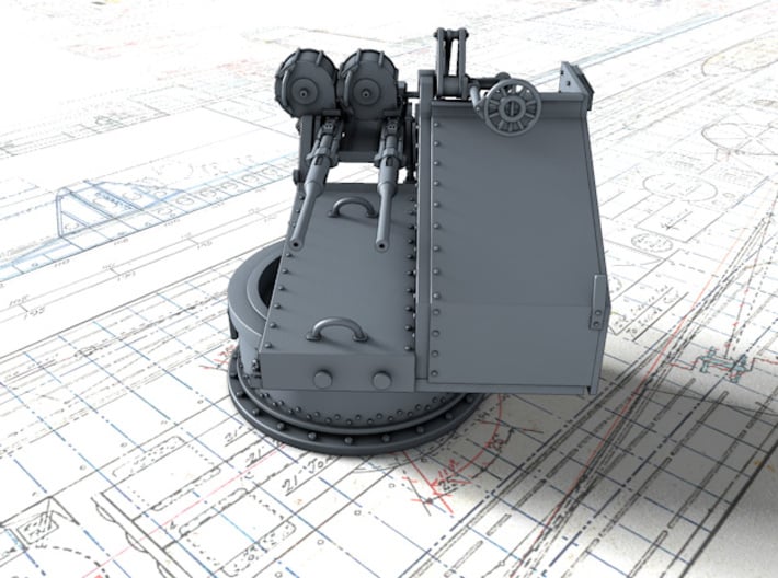 1/72 Twin 20mm Oerlikon Powered MKV Mount 3d printed 3d render showing product detail
