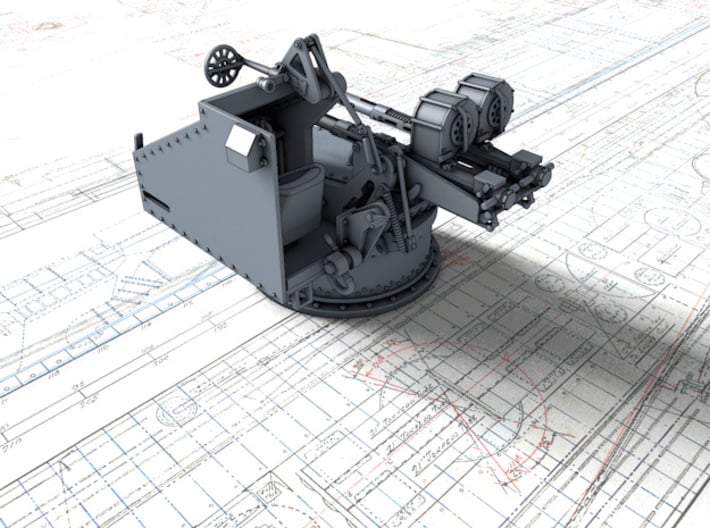 1/144 Twin 20mm Oerlikon Powered MKV Mount x4 3d printed 3d render showing product detail