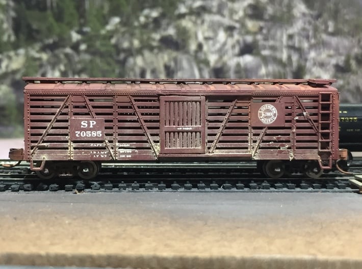 N Scale Southern Pacific (SP) Style Stock Car Door 3d printed Finished model