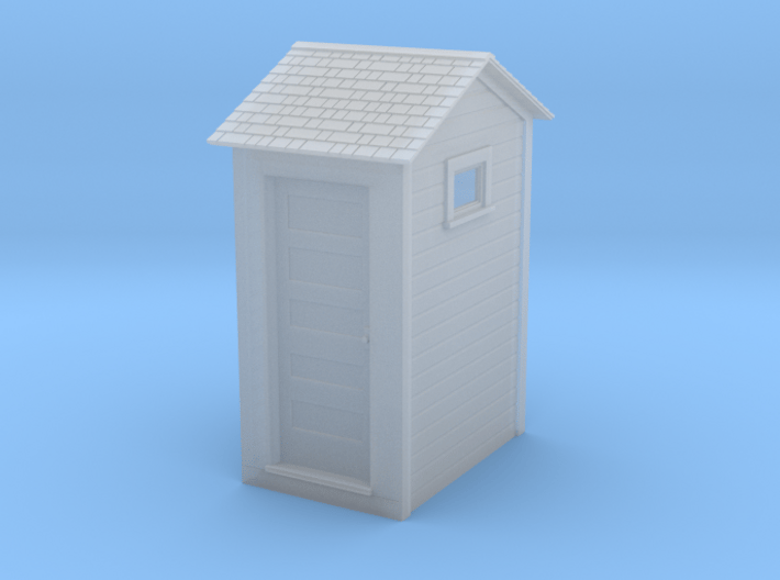 HO Great Northern Single Privy with Windows 3d printed Shapeways Render
