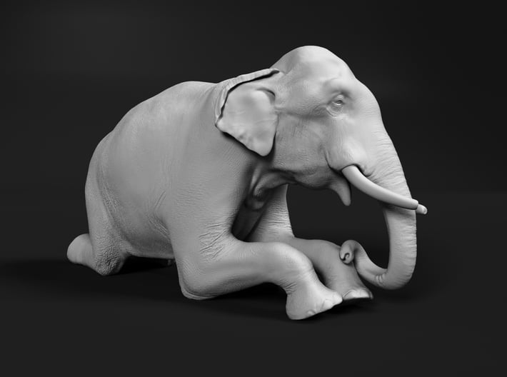 Indian Elephant 1:28 Kneeling Male 3d printed 