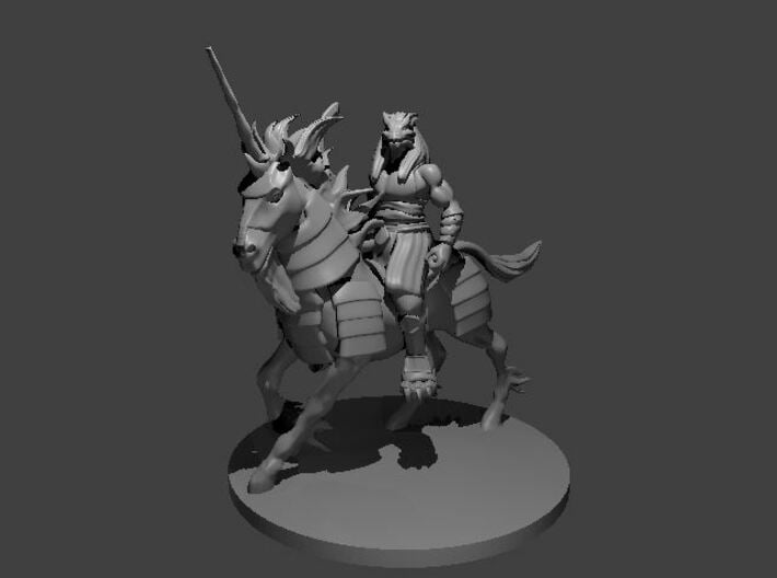 Desert Dragonborn Fighter on Unicorn Mount 3d printed