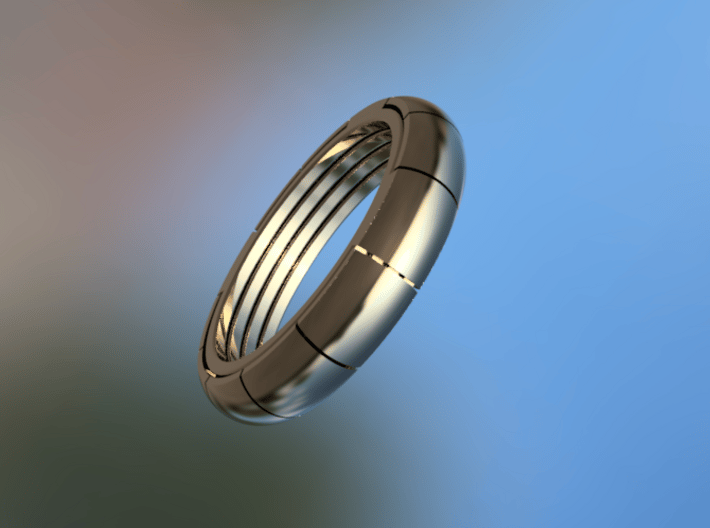 The Four Kings puzzle ring 3d printed The Four Kings ring Polished Steel