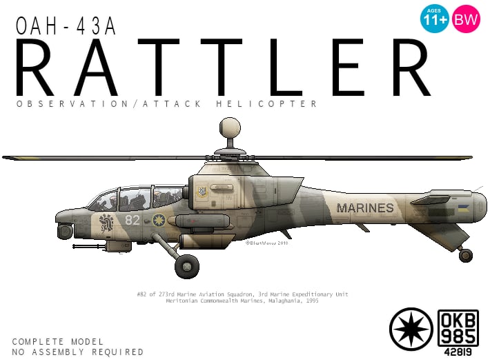 OAH-43A Rattler Attack Helicopter 3d printed