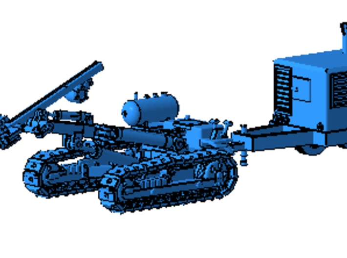 1/64th Ingersoll Rand type Tracked Rock Drill 3d printed As shown with AIr Compressor
