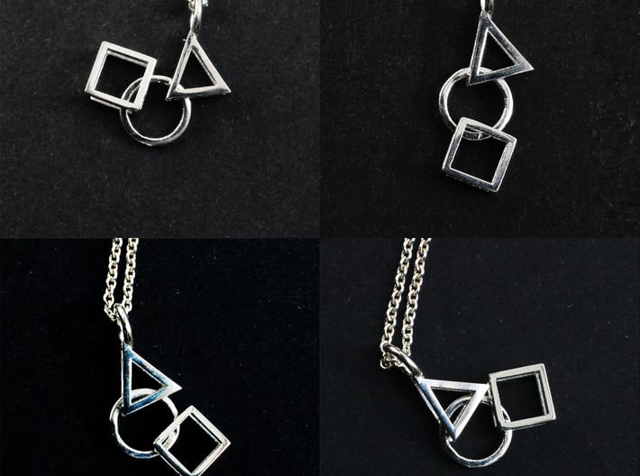 Bauhaus Pendant 3d printed Bauhaus pendant in polished interlocking silver