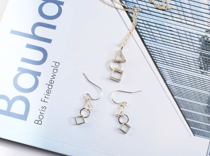 Bauhaus Pendant 3d printed Bauhaus pendant and earrings