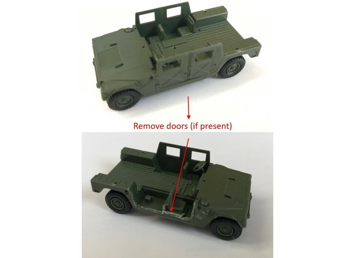 M1151 Humvee Armor w/ Gunner’s Protection Kit 3d printed If molded into original model, cut away doors as shown