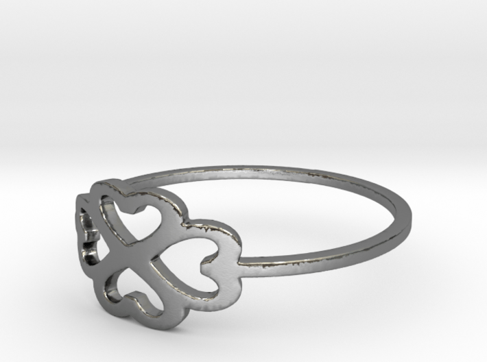 Hearts &amp; Clover Ring Size 9 3d printed
