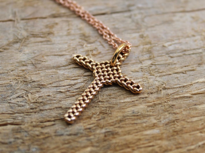 Celtic Cross Pendant - Christian Jewelry 3d printed Reverse side of Celtic Cross pendant in polished bronze