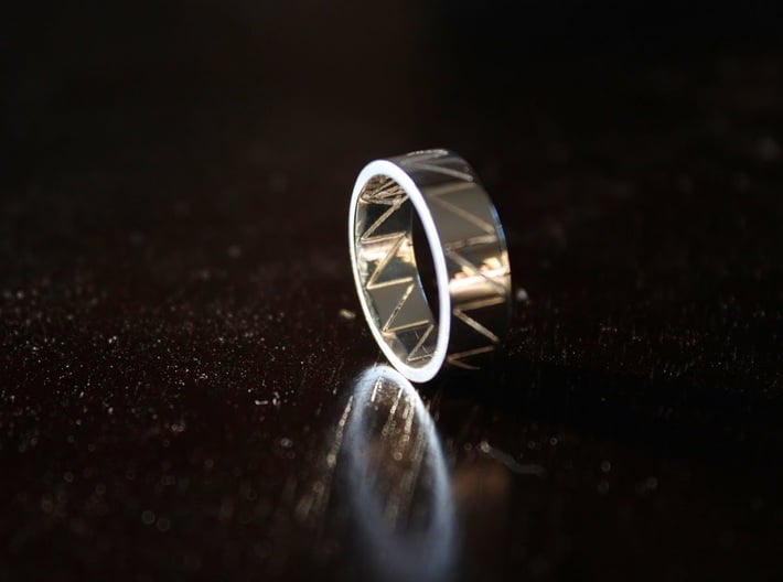 Visionary Crazy V Ring By Kris Kitchen  Ring Size  3d printed Visionary Ring In Premium Silver