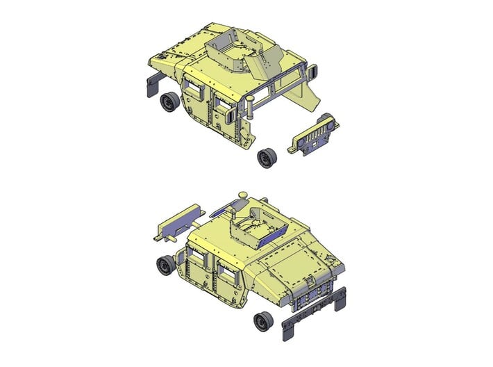 M1151 Humvee Armor w/ Gunner’s Protection Kit 3d printed 