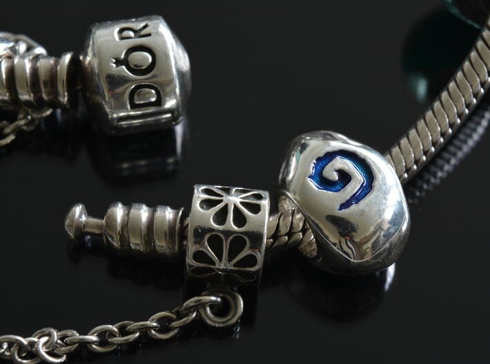 Hearthstone bead 3d printed Polished SIlver Hearthstone bead, fits Pandora bracelets.