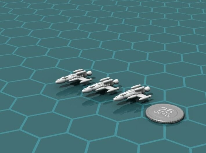Privateer Springbok Squadron 3d printed Render of the models, with a virtual quarter for scale.