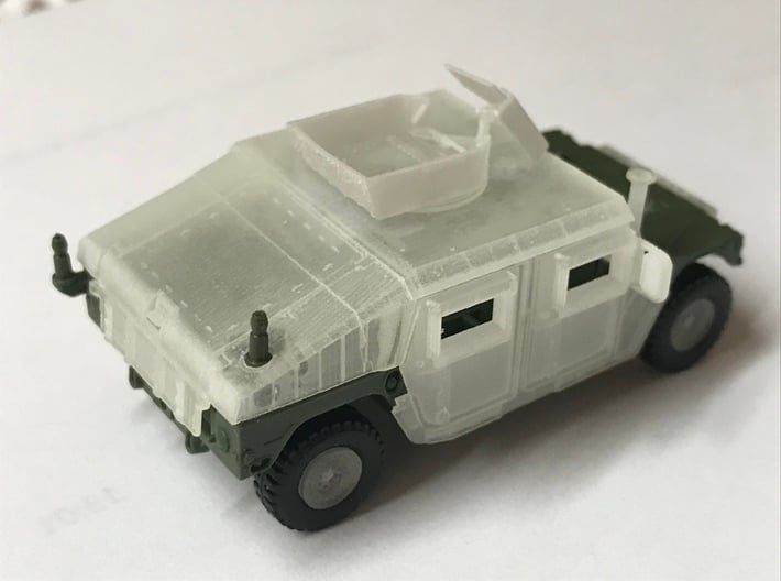 M1151 Humvee Armor w/ Gunner’s Protection Kit 3d printed Parts in white included in purchase (plus rear bumper)