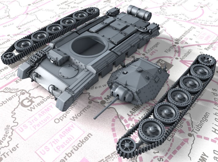 1/72 British Crusader Mk I Medium Tank 3d printed 3d render showing product parts