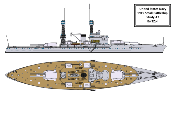 1/350 1919 US Small Battleship Design A7 Bow 3d printed 