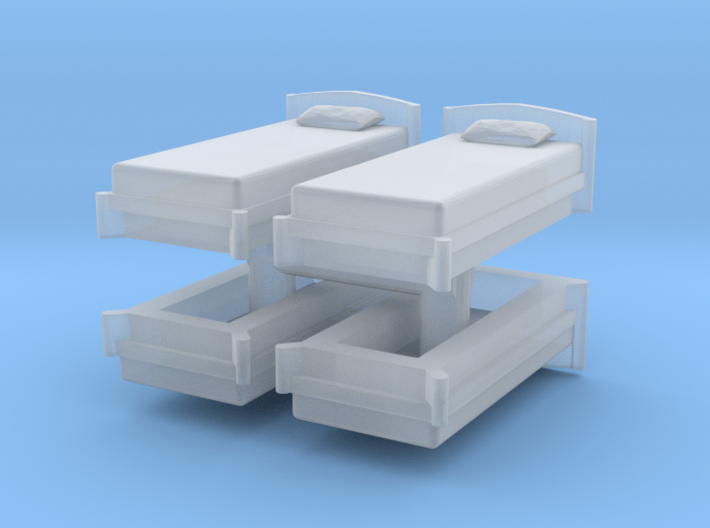 Single Bed (x4) 1/160 3d printed 