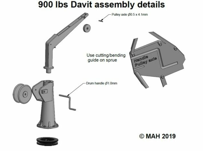 900 lbs Davit 1/35 3d printed 