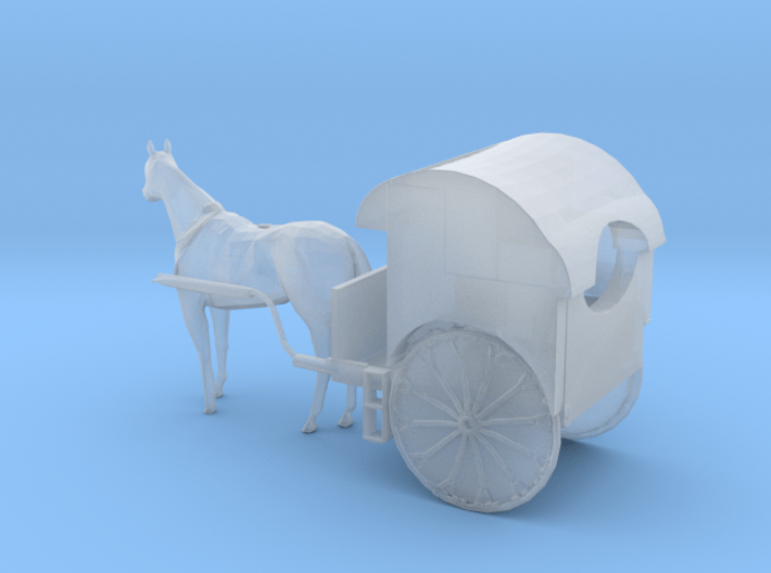 HO Scale Horse Drawn Two Wheel Buggy 3d printed This is a render not a picture