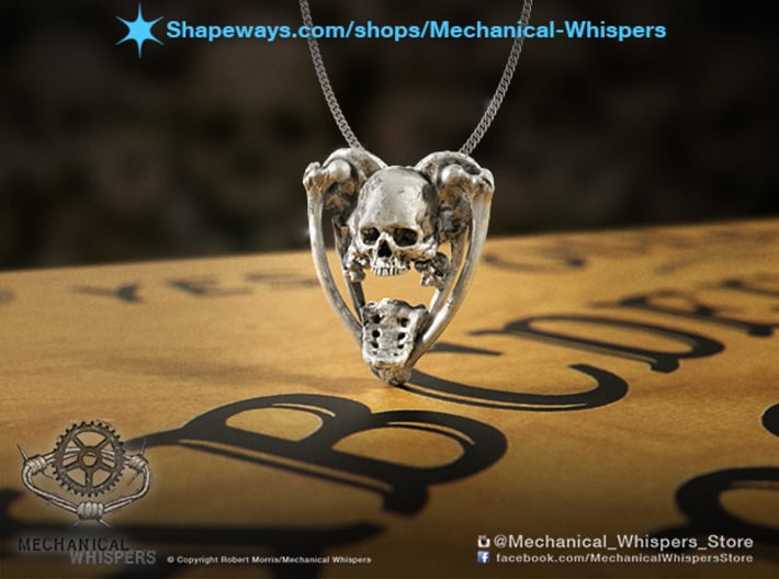 Human Skull Pendant Necklace, Ouija Planchette 3d printed 