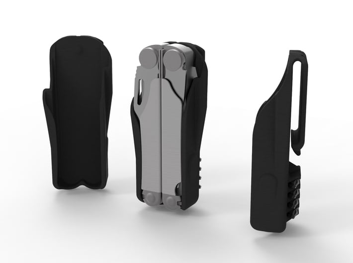 Holster for Leatherman Wave, Open Clip 3d printed Four bit holders on back