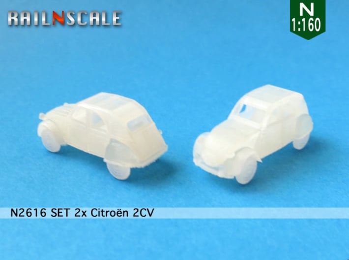 SET 2x Citroën 2CV '61-'65 (N 1:160) 3d printed 
