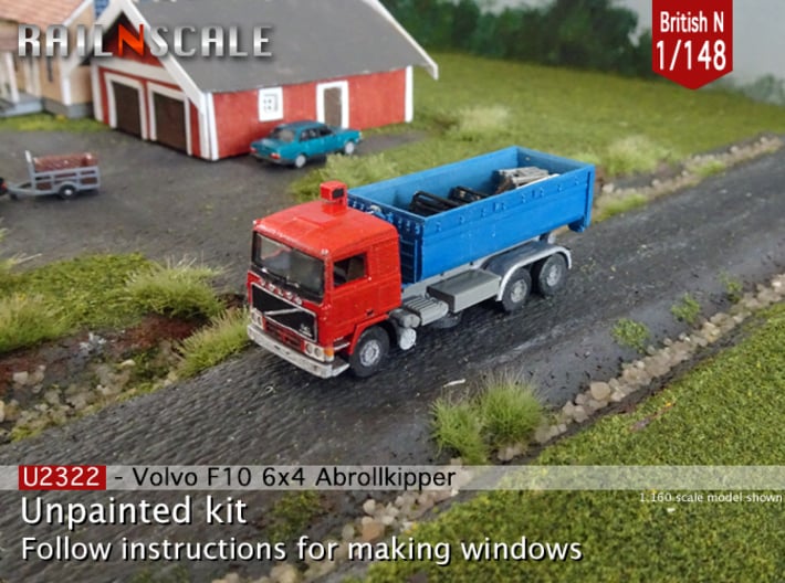 Volvo F10 Hook lift w. container (British N 1:148) 3d printed